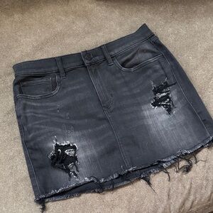 Express Black Distressed Mini Skirt